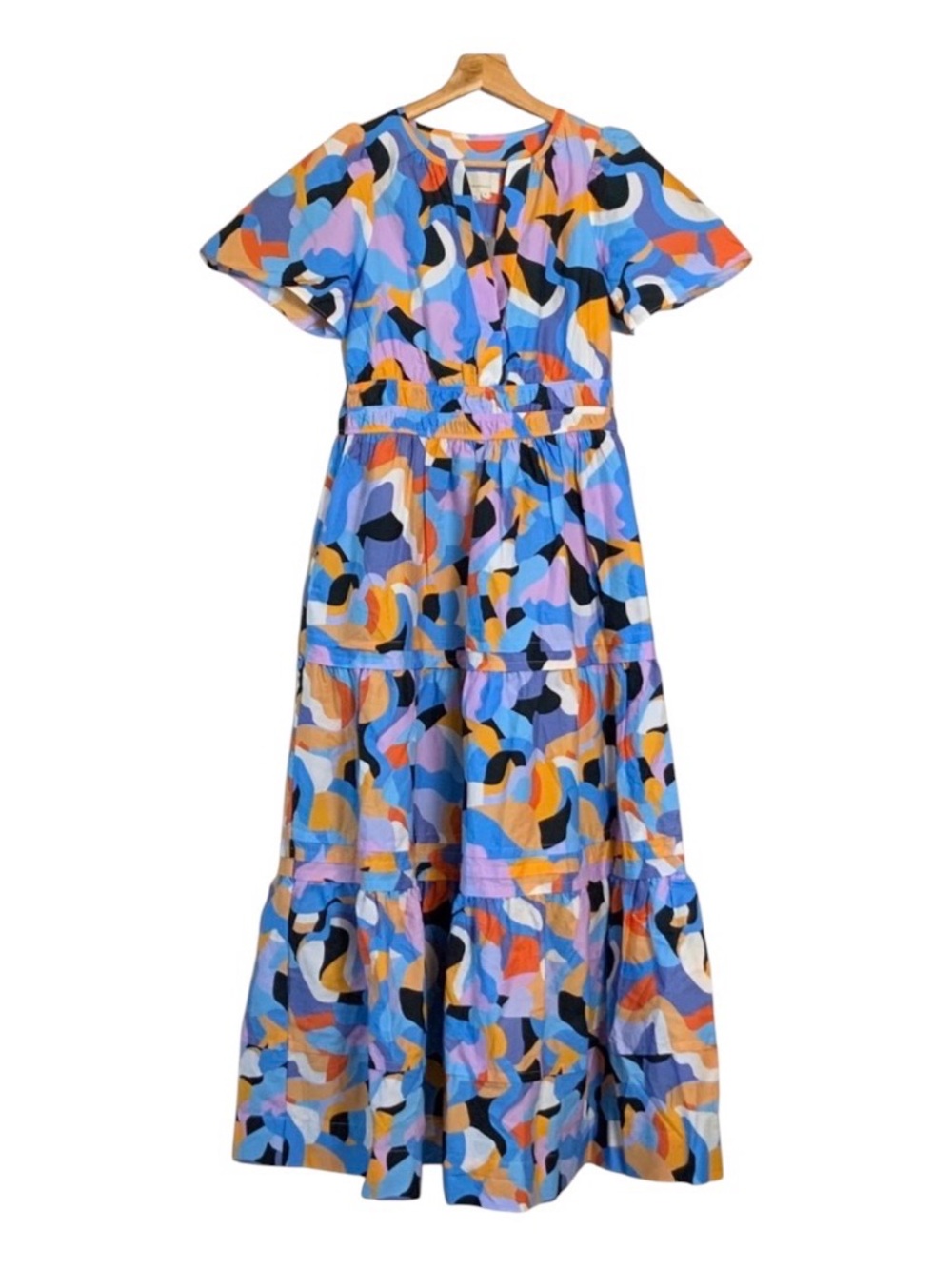 ANTHROPOLOGIE The Somerset Maxi Dress Blue Orange Abstract Size XS - Picture 4 of 8
